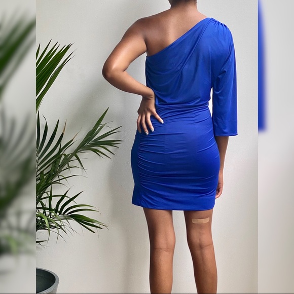 Cobalt Blue One Shoulder Party Dress - Picture 3 of 3